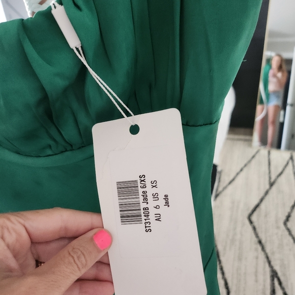 Selfie LeslieFantasia Gathered Bust Satin Mini Dress Jade XS - Picture 7 of 12